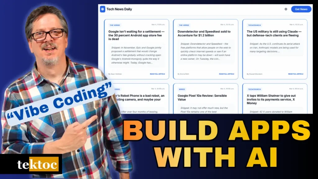 Vibe coding: Build Apps With Ai - video tutorial from tektoc.